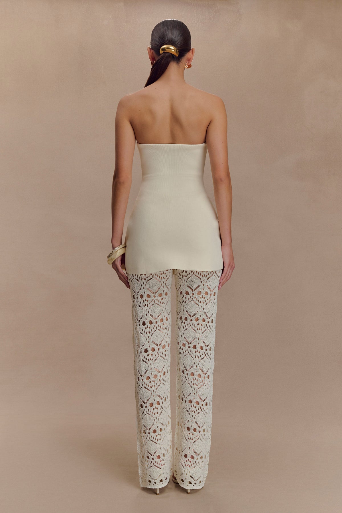 Anette Bandage Knit Strapless Top - Ivory