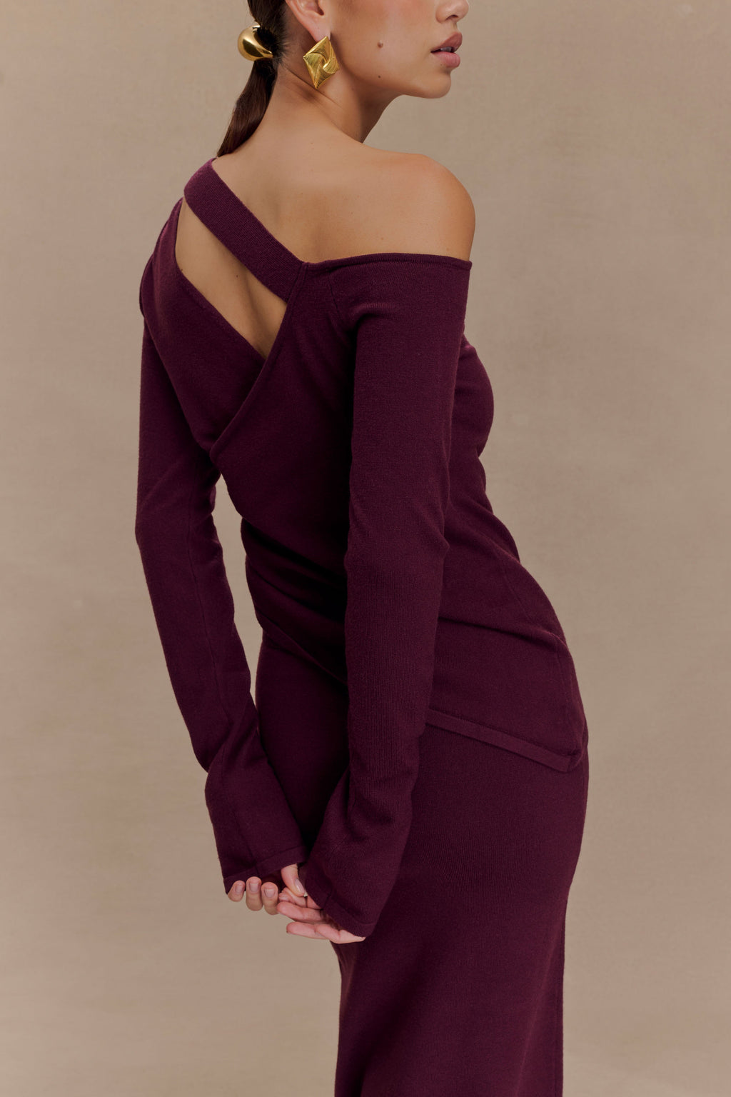 Miles Off Shoulder Knit Top - Plum