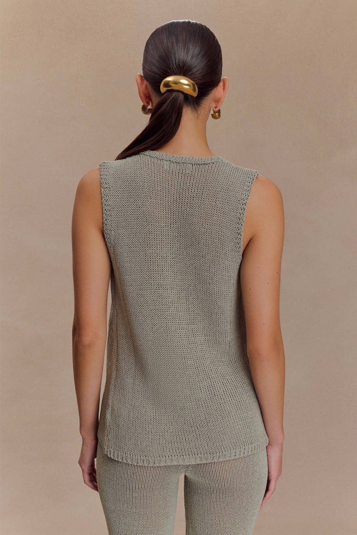 Malani Knit Top With Hardware - Sage
