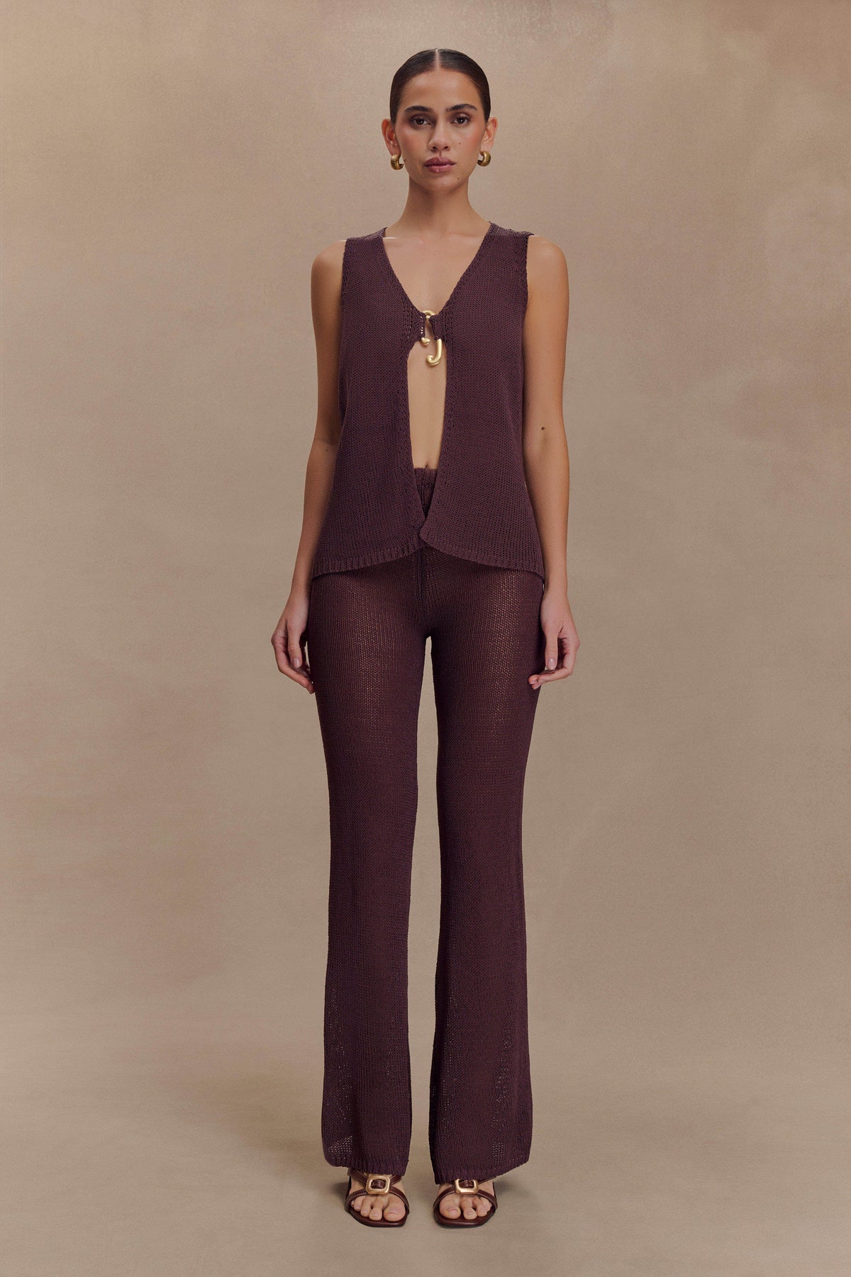 Malani Wide Leg Knit Pants - Chocolate