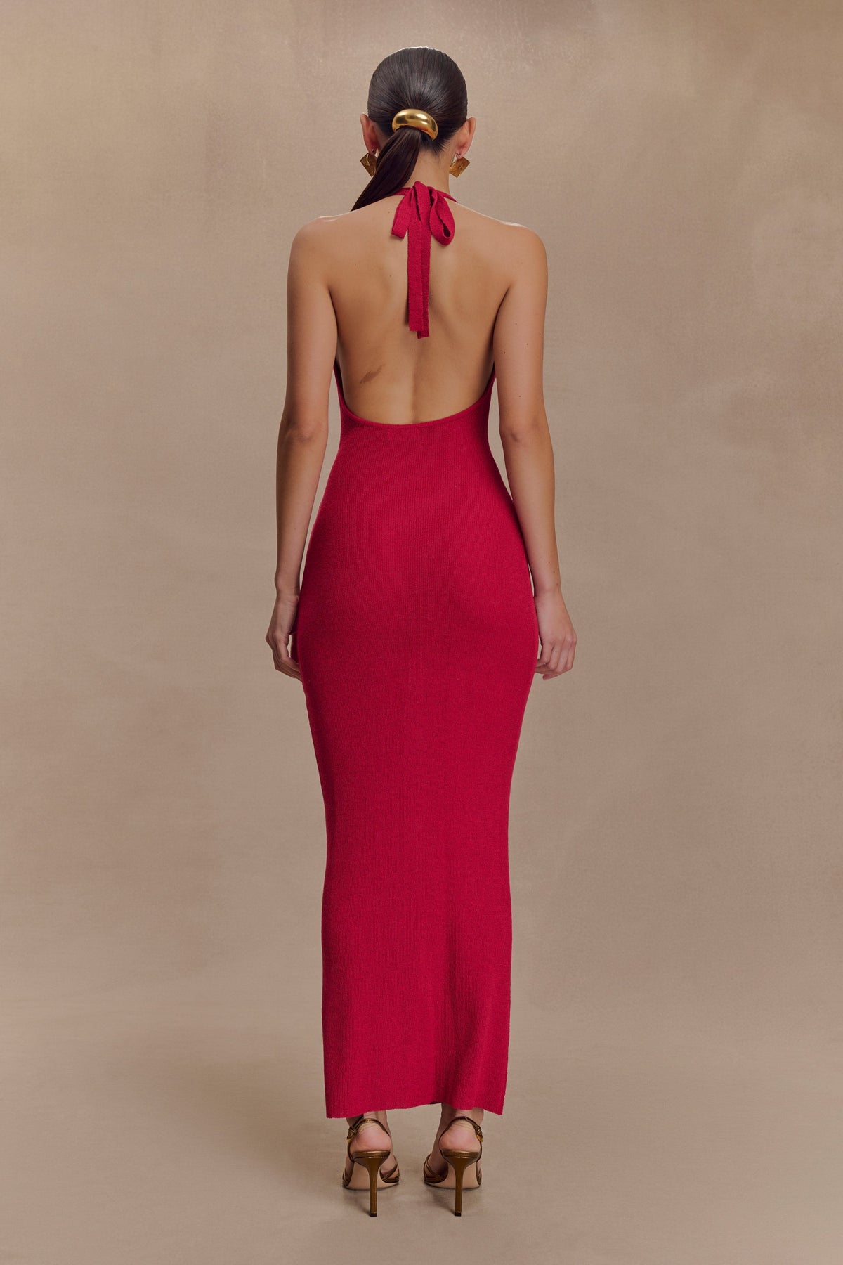 Ayella Cowl Knit Maxi Dress - Raspberry