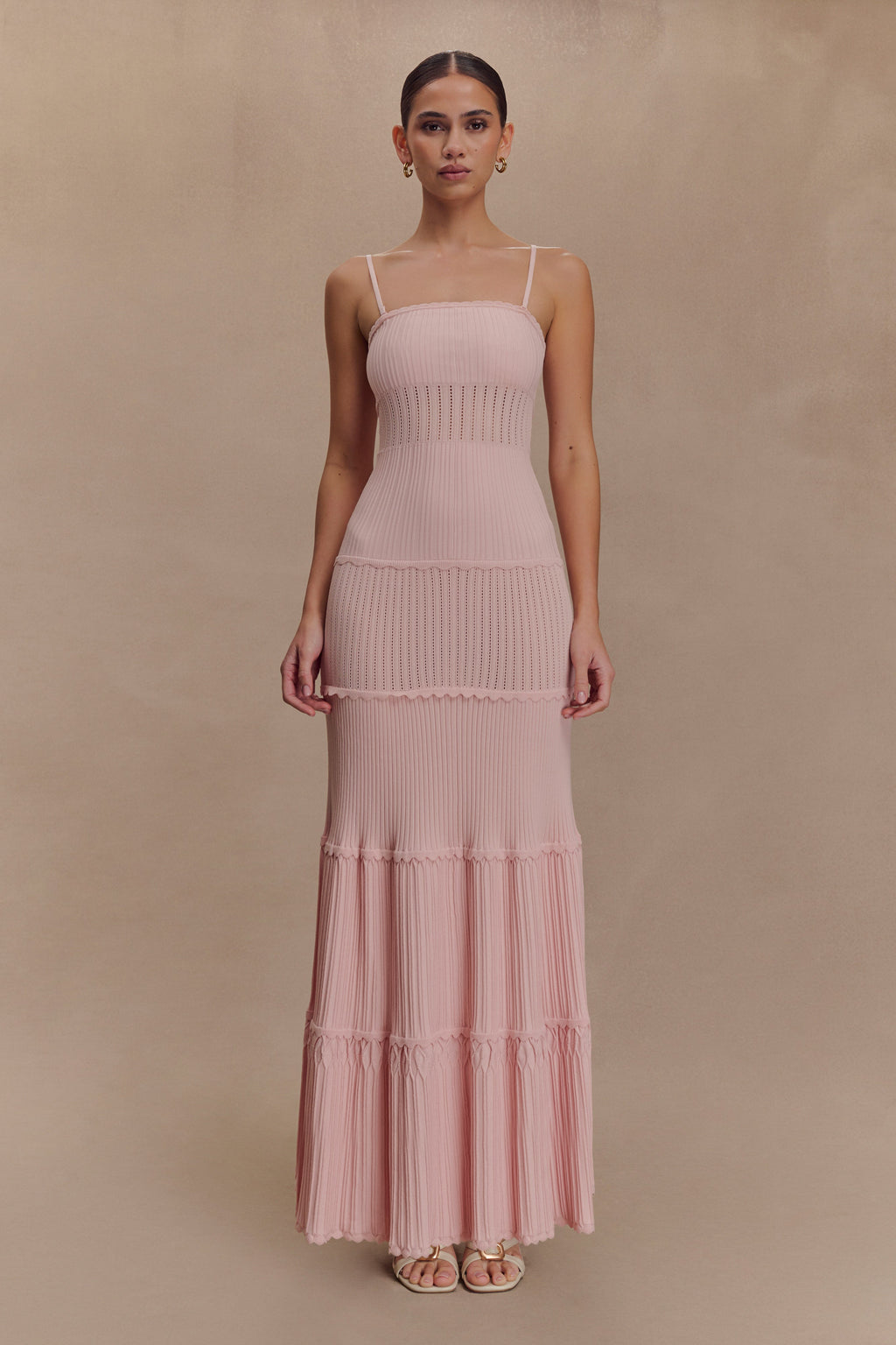 Finley Pointelle Knit Maxi Dress - Baby Pink