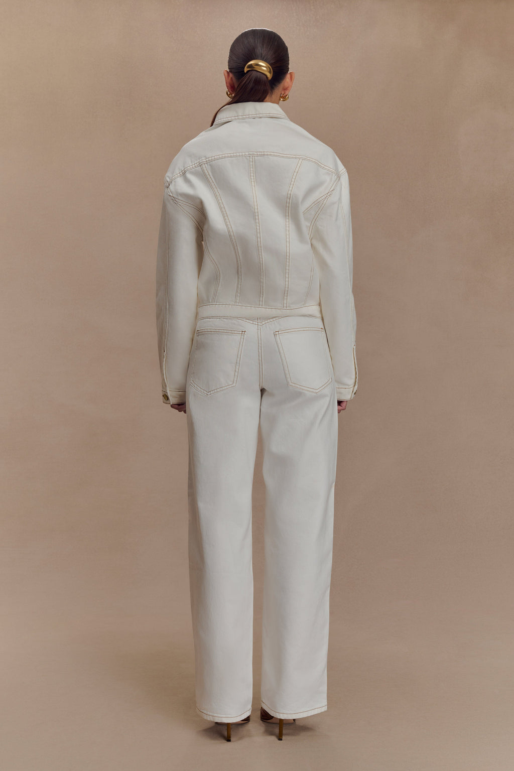 Kirra Cinched Denim Jacket - White