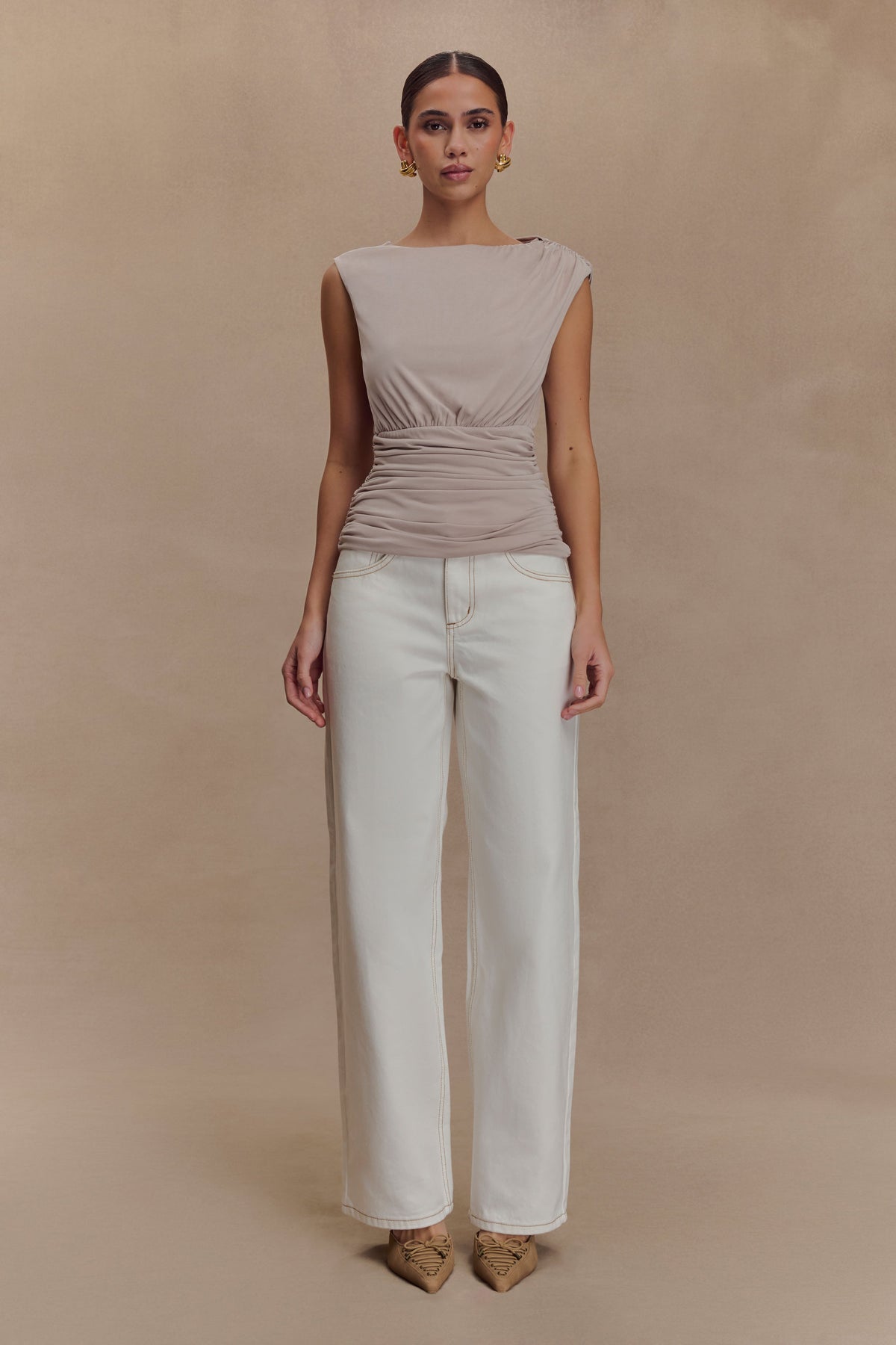 Anthony Short Sleeve Top - Taupe