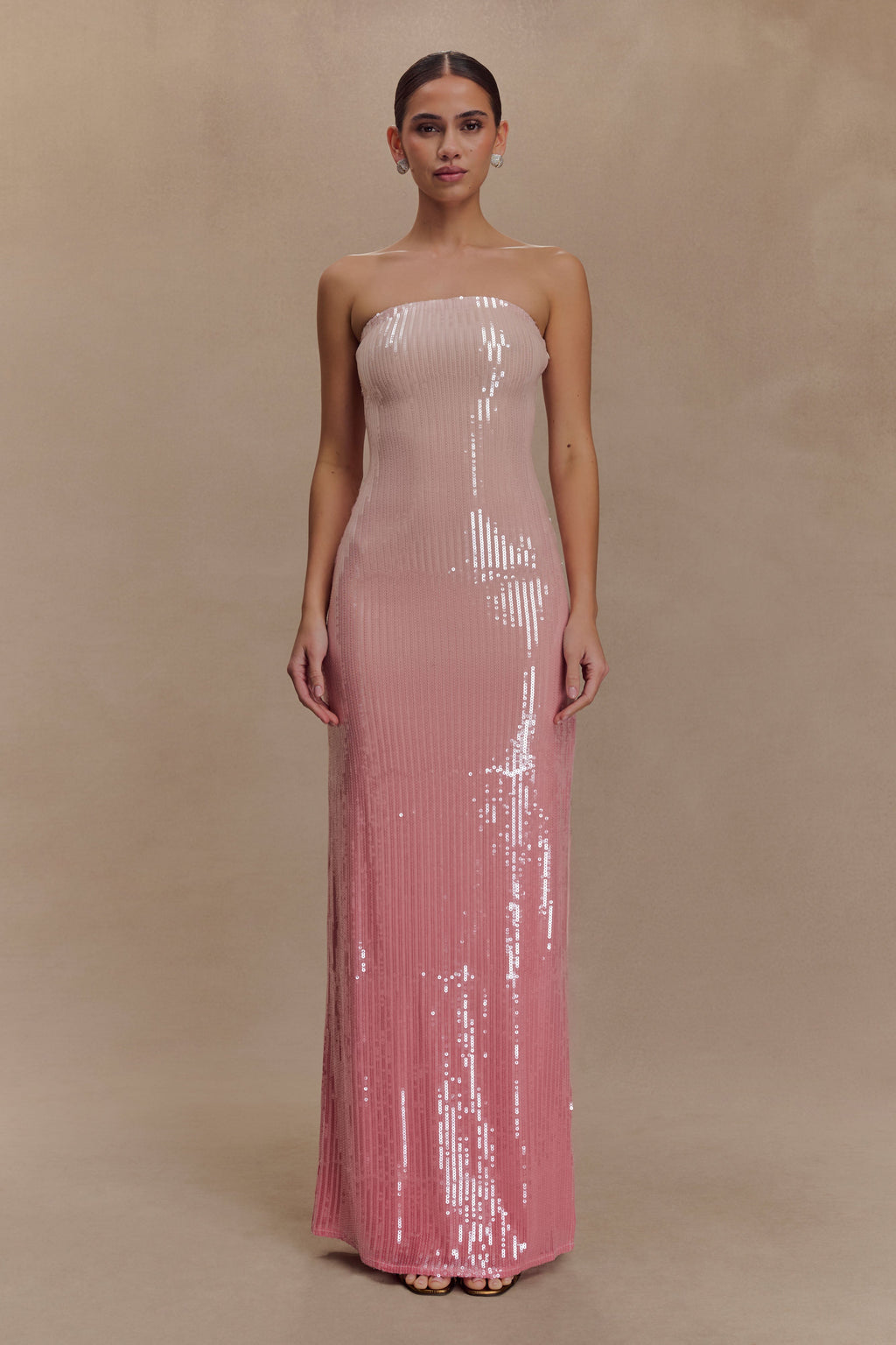 Miranda Strapless Sequin Maxi Dress - Ombre Pink