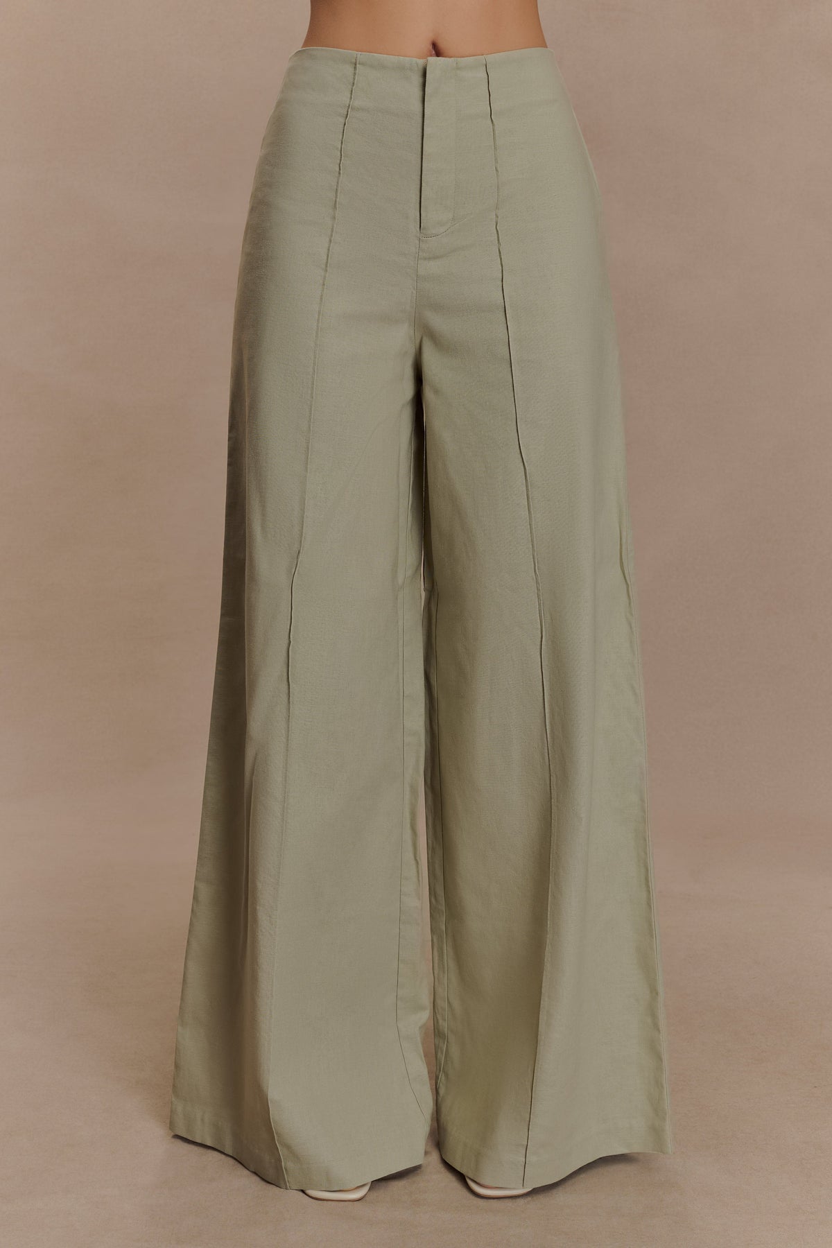 Brandi Linen Straight Leg Pant - Basil