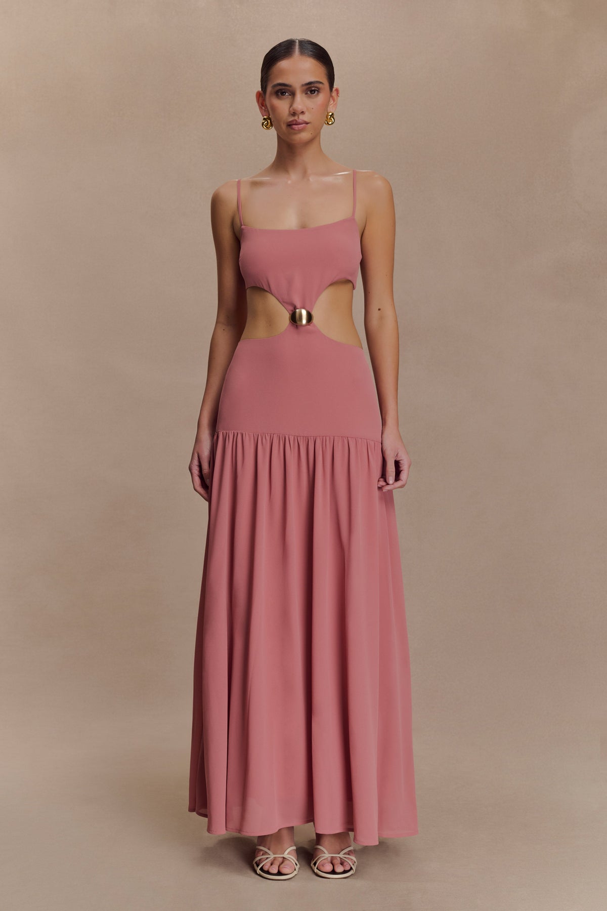 Georgina Chiffon Midi Dress - Burnt Rose