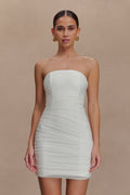 Jianna Strapless Mesh Mini Dress - White