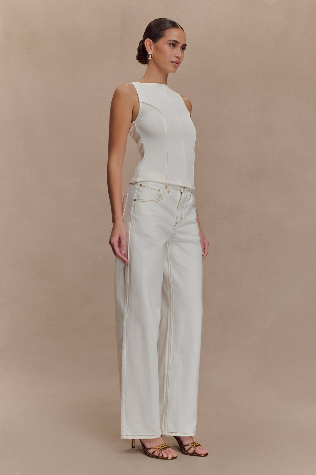 Coraline Panelled Sleeveless Top - White