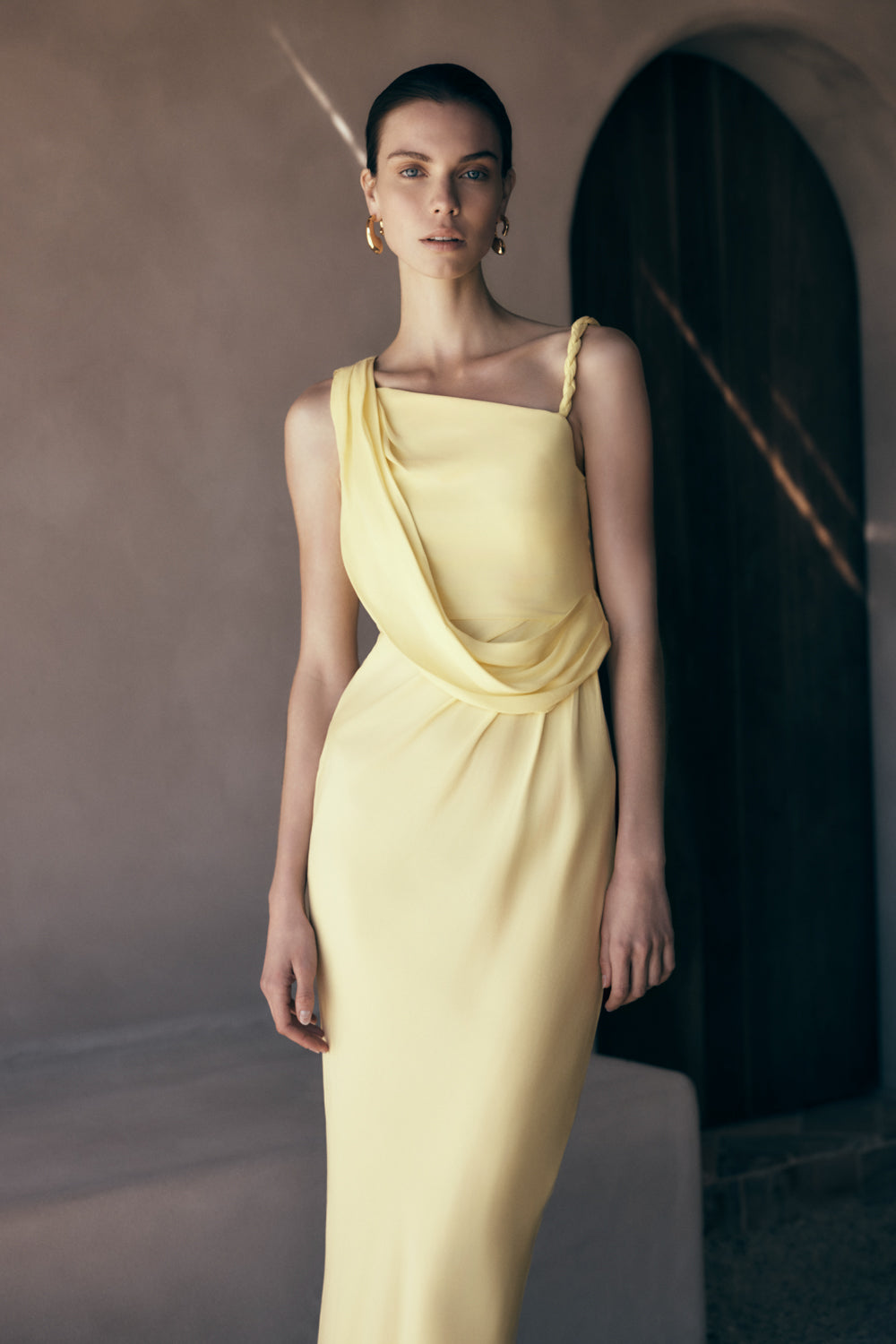 Lorieanne Draped Maxi Dress - Lemon