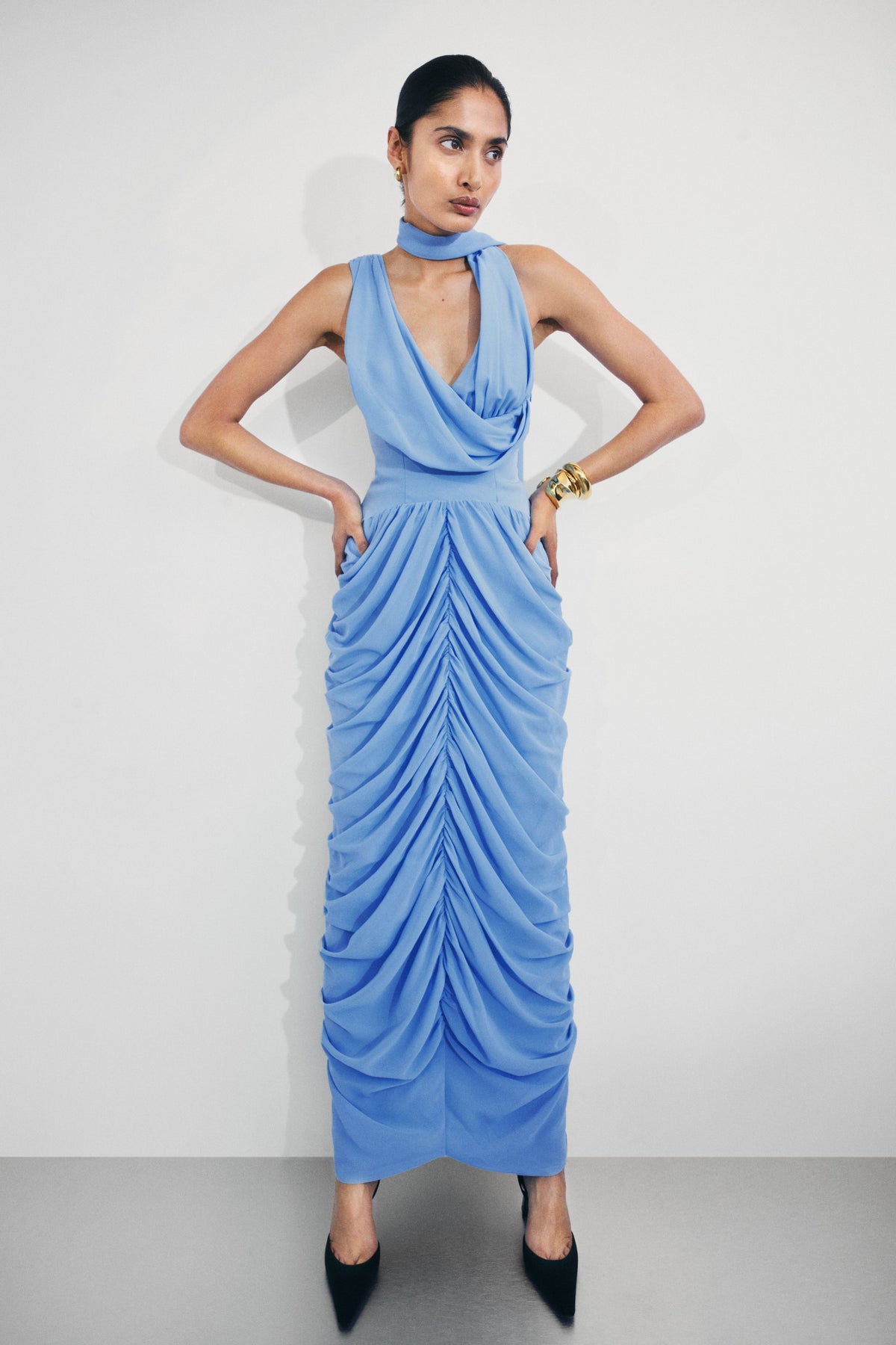 Alex Chiffon Maxi Dress - Blue