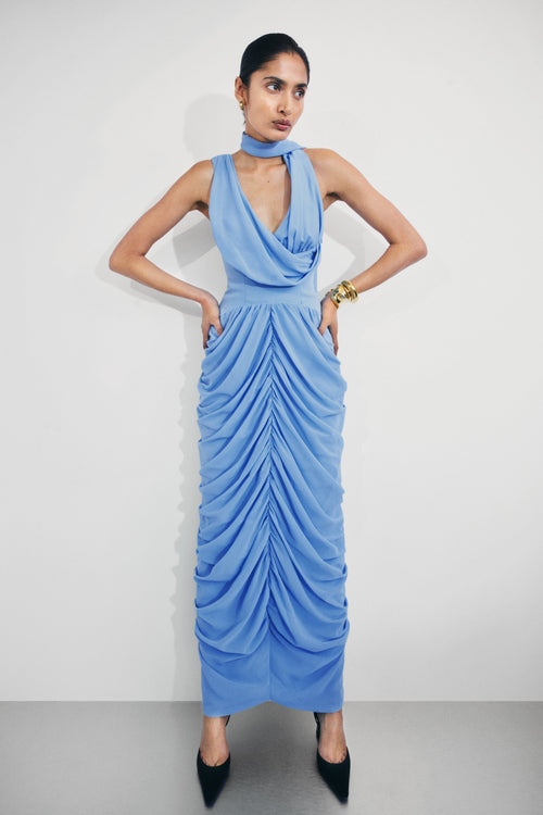 Alex Chiffon Maxi Dress - Blue
