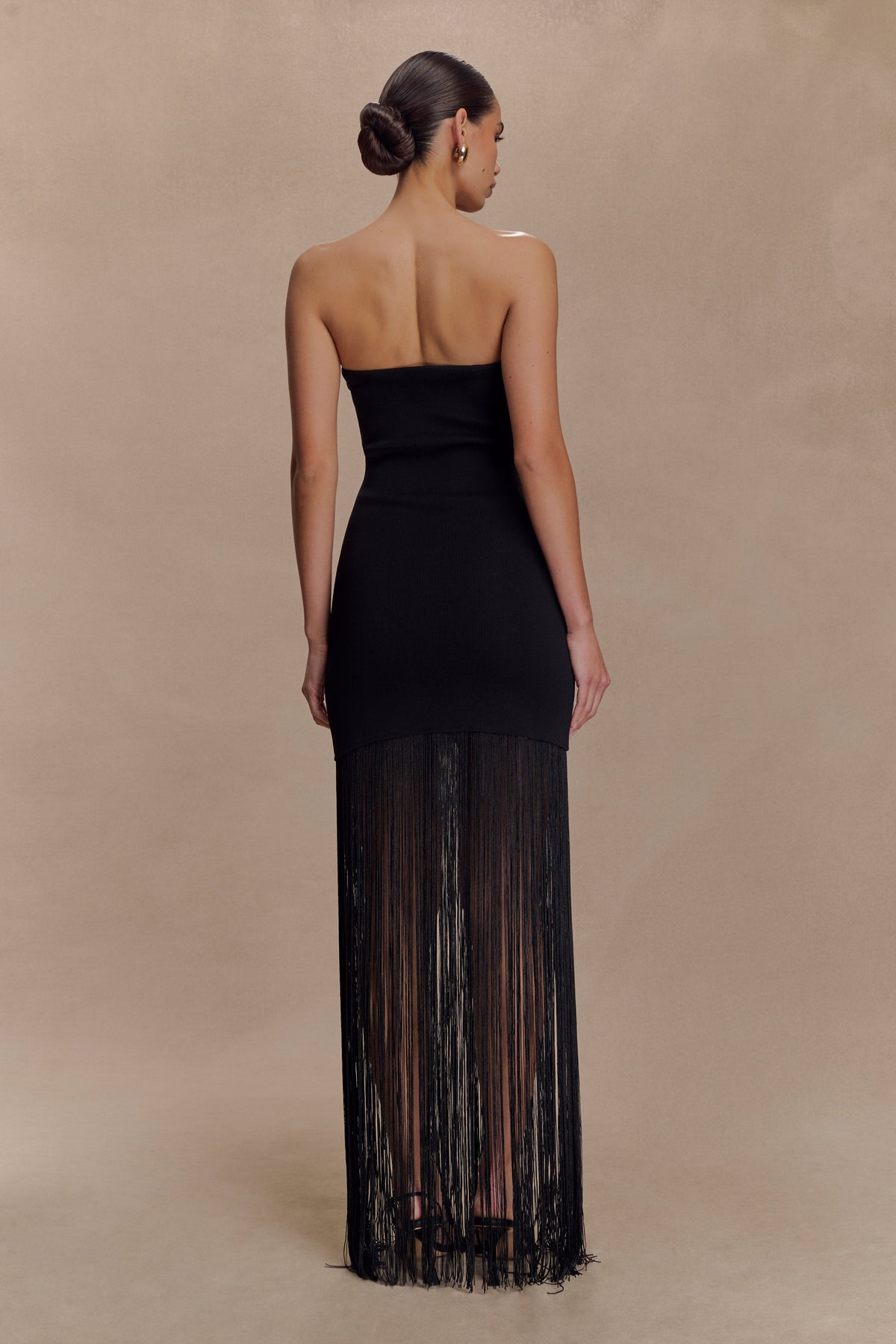 Koah Fringe Bandage Knit Maxi Dress - Black