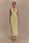 Ovina Halter Neck Knit Midi Dress - Lemon