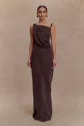 Lorieanne Draped Maxi Dress - Dark Chocolate