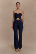Meryl Lace Up Denim Jean - Indigo Blue