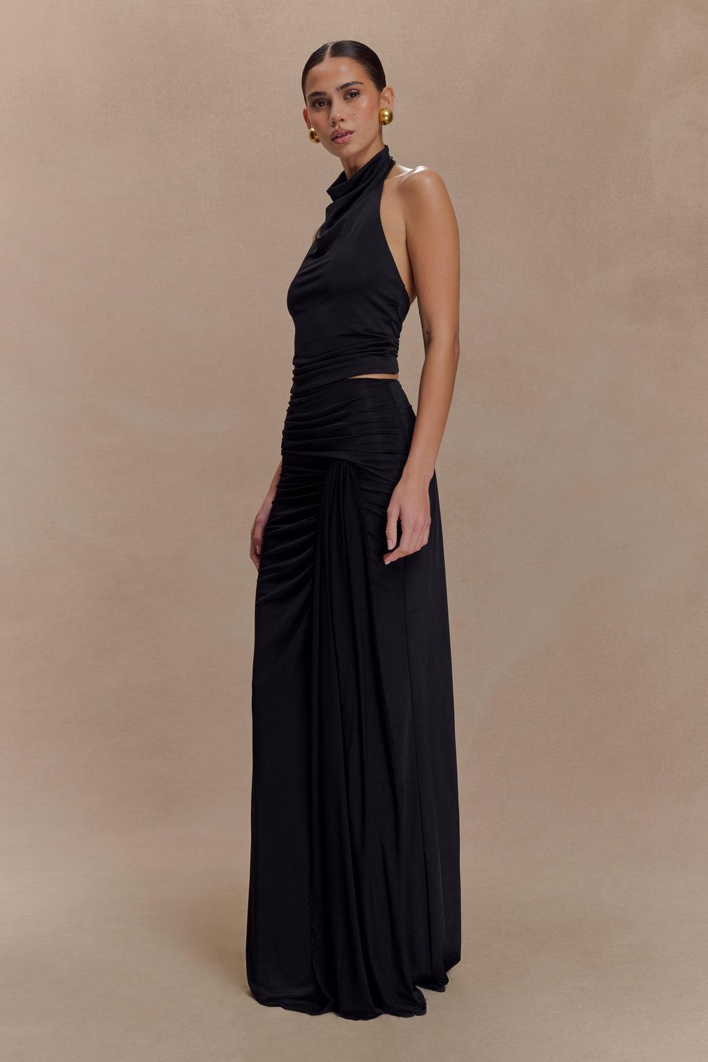 Calandra Slinky Maxi Skirt - Black