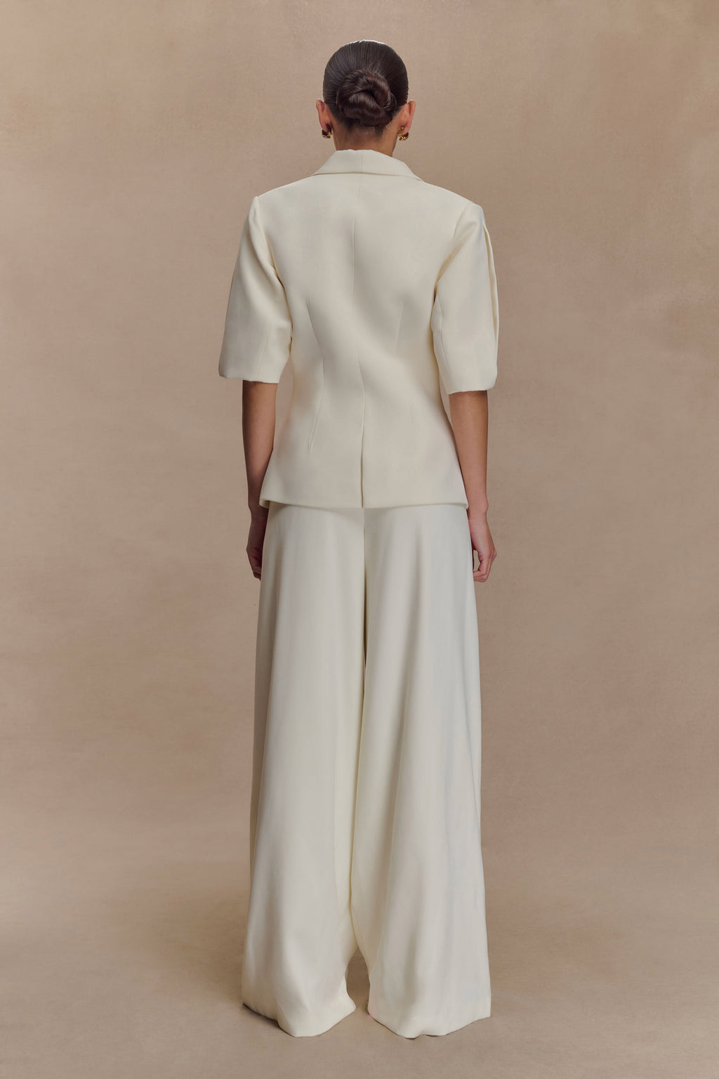 Opal Puff Sleeve Suiting Top - Ivory