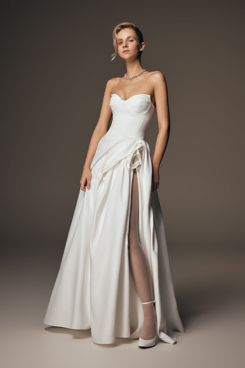 Elizabeth Strapless Corset Maxi Dress - White