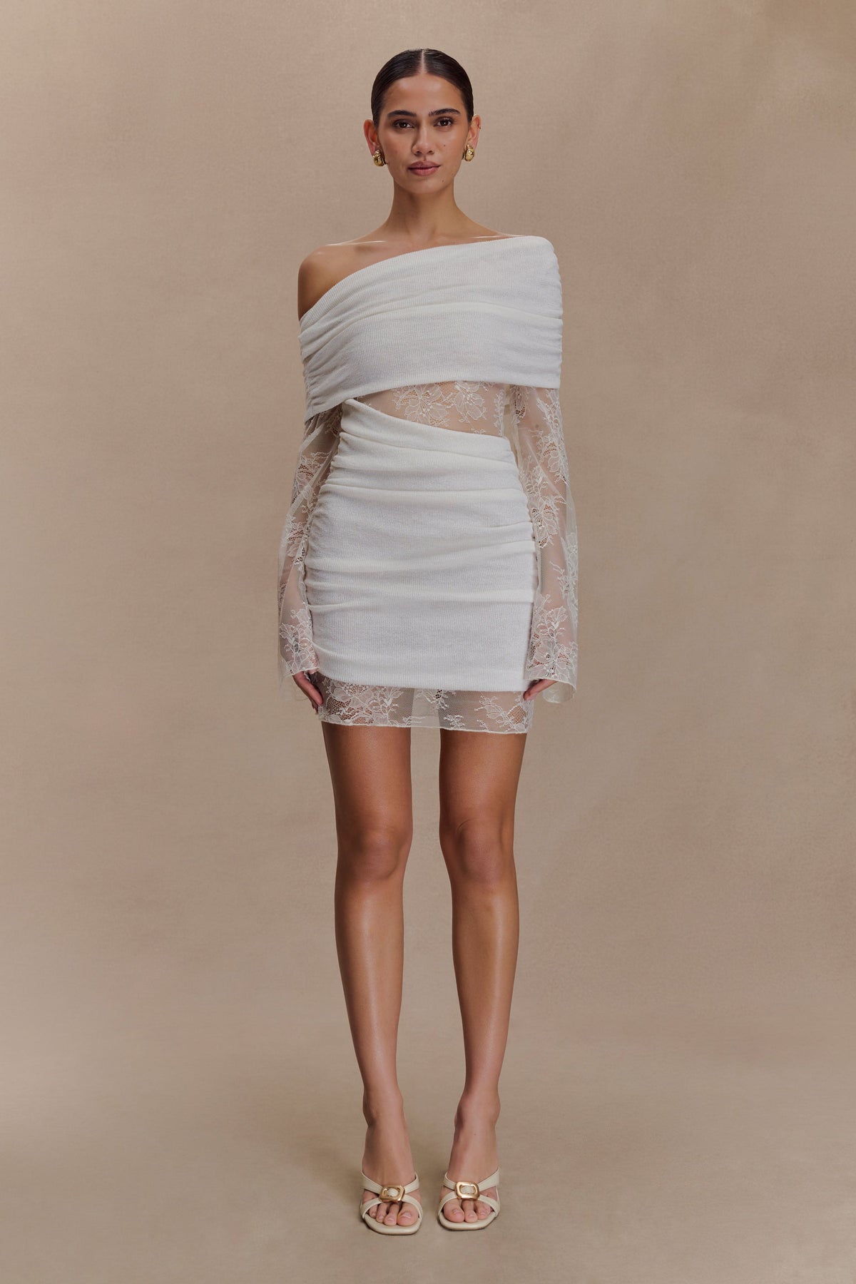 Luxie Lace Knit Mini Dress - Ivory