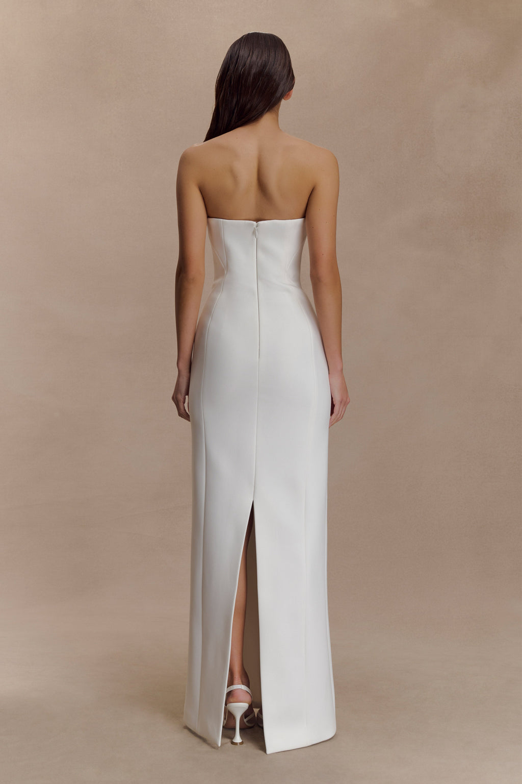 Kalila Strapless Crepe Maxi Dress - White
