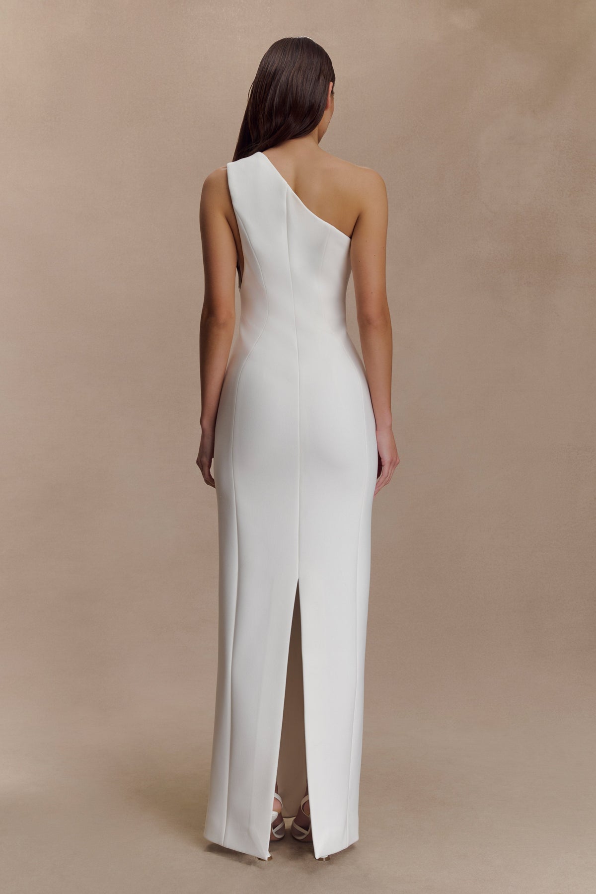 Milena One Shoulder Crepe Maxi Dress - White