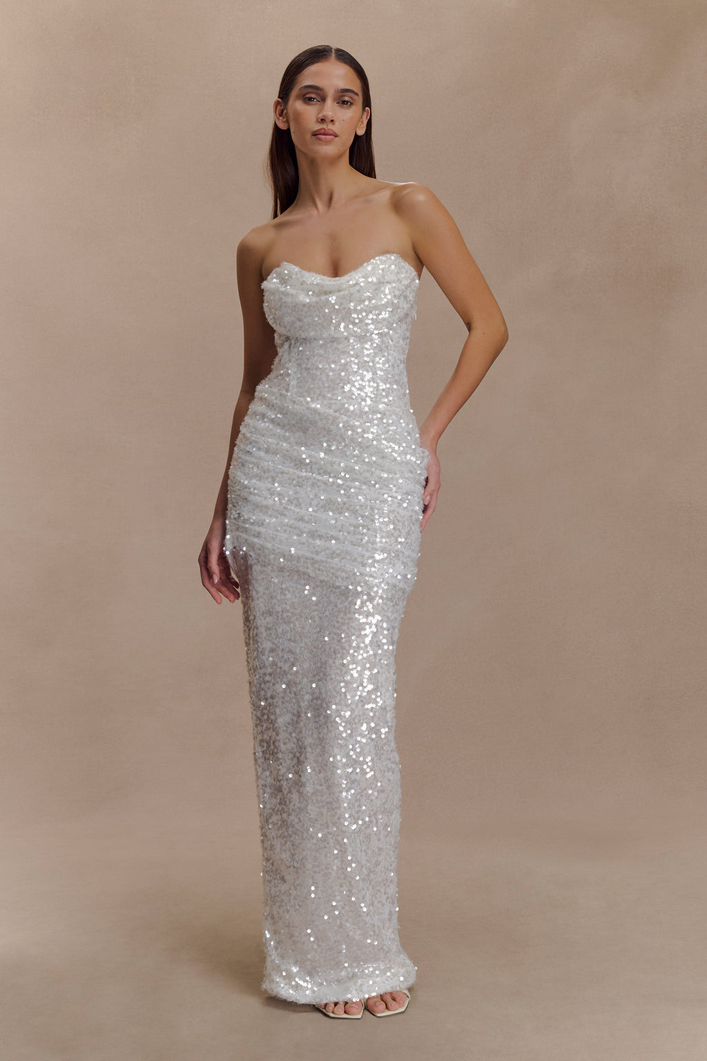 Nala Strapless Sequin Maxi Dress - Ivory