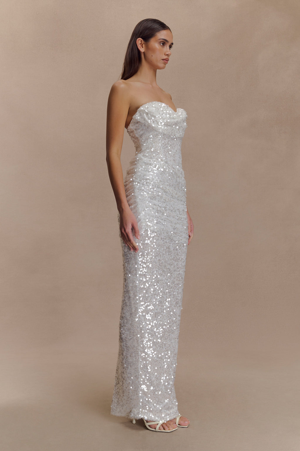 Nala Strapless Sequin Maxi Dress - Ivory