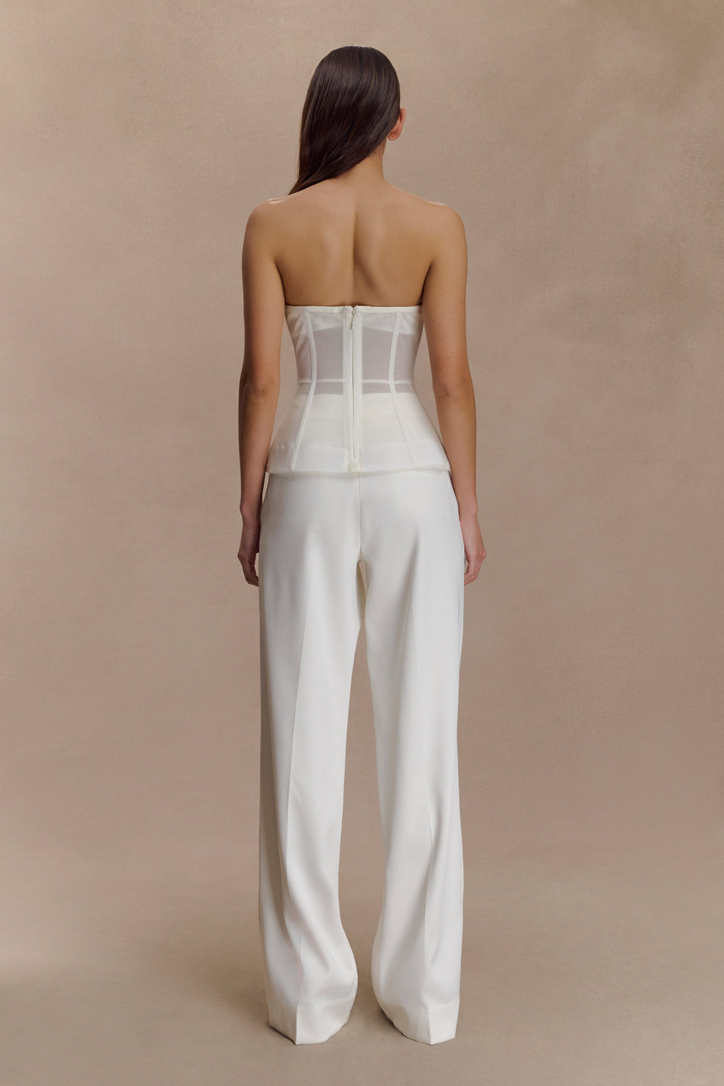 Fatima Satin Straight Leg Pant - White