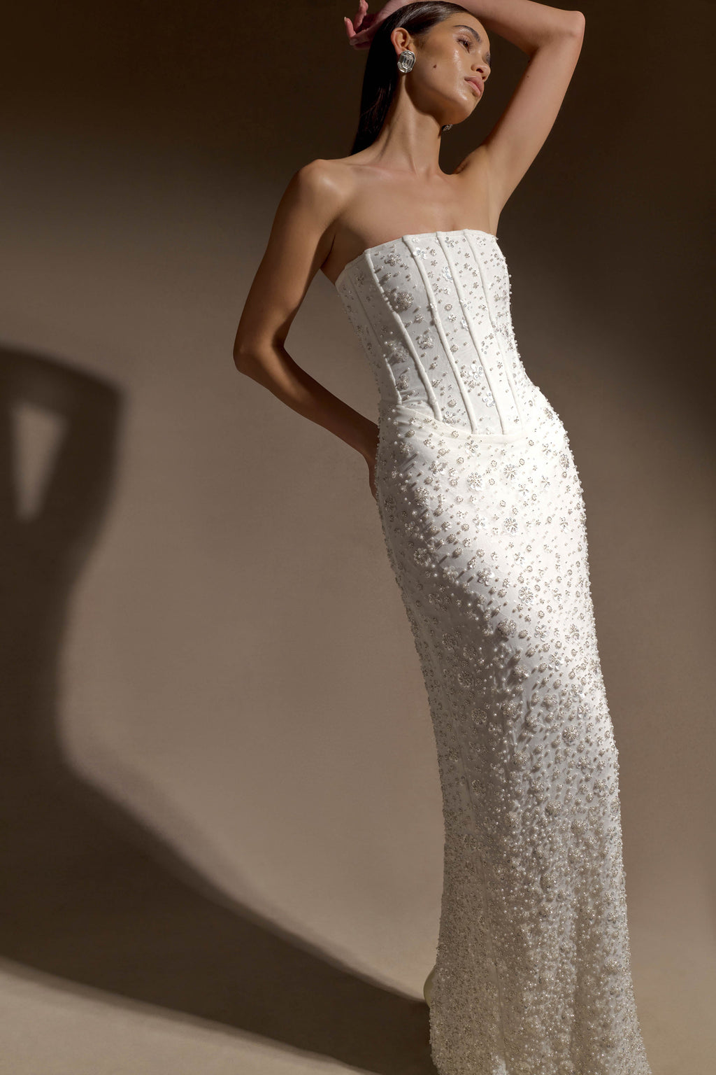 Gemma Strapless Embellished Maxi Dress - Ivory