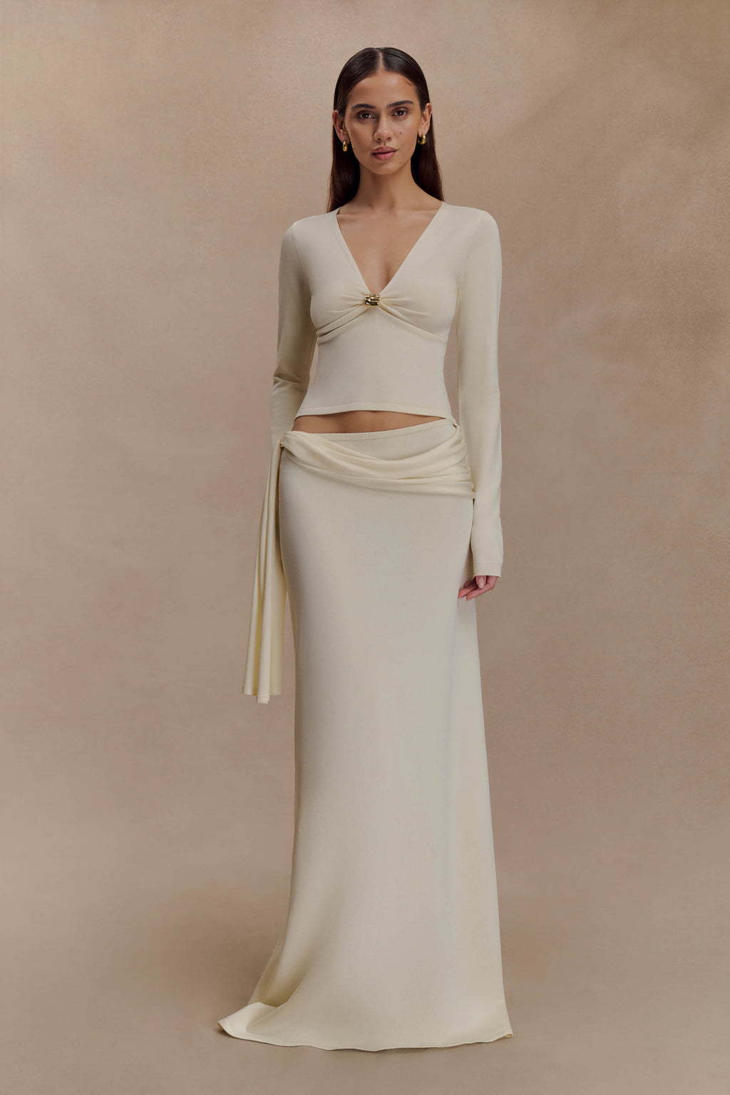Bowie Low Rise Knit Maxi Skirt - Ivory
