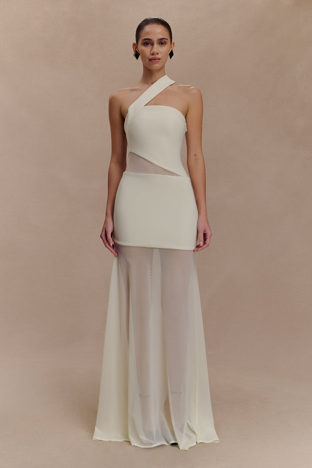 Vashti Cut Out Mesh Maxi Dress - Ivory