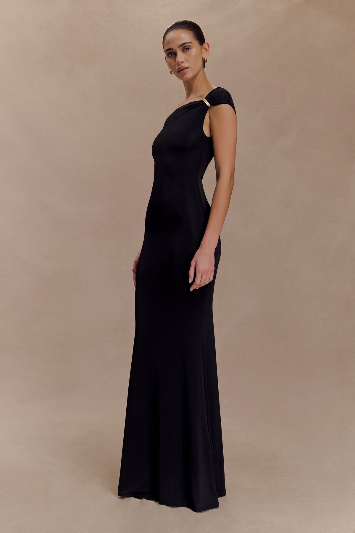Kinsley Slinky Maxi Dress With Hardware - Black