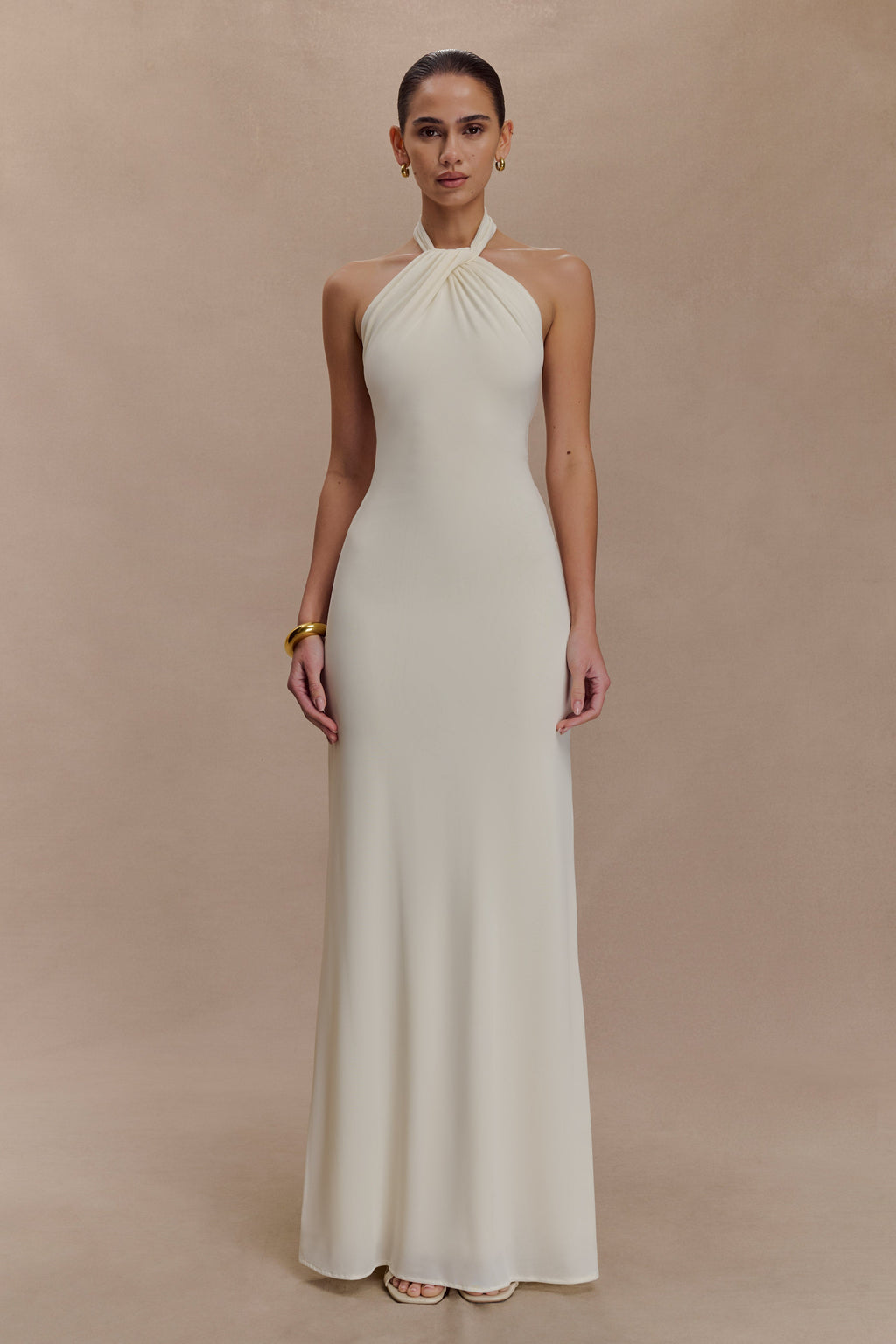 Elyna Slinky Halter Maxi Dress - Ivory