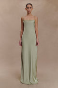 Isadora Lace & Satin Maxi Dress - Sage