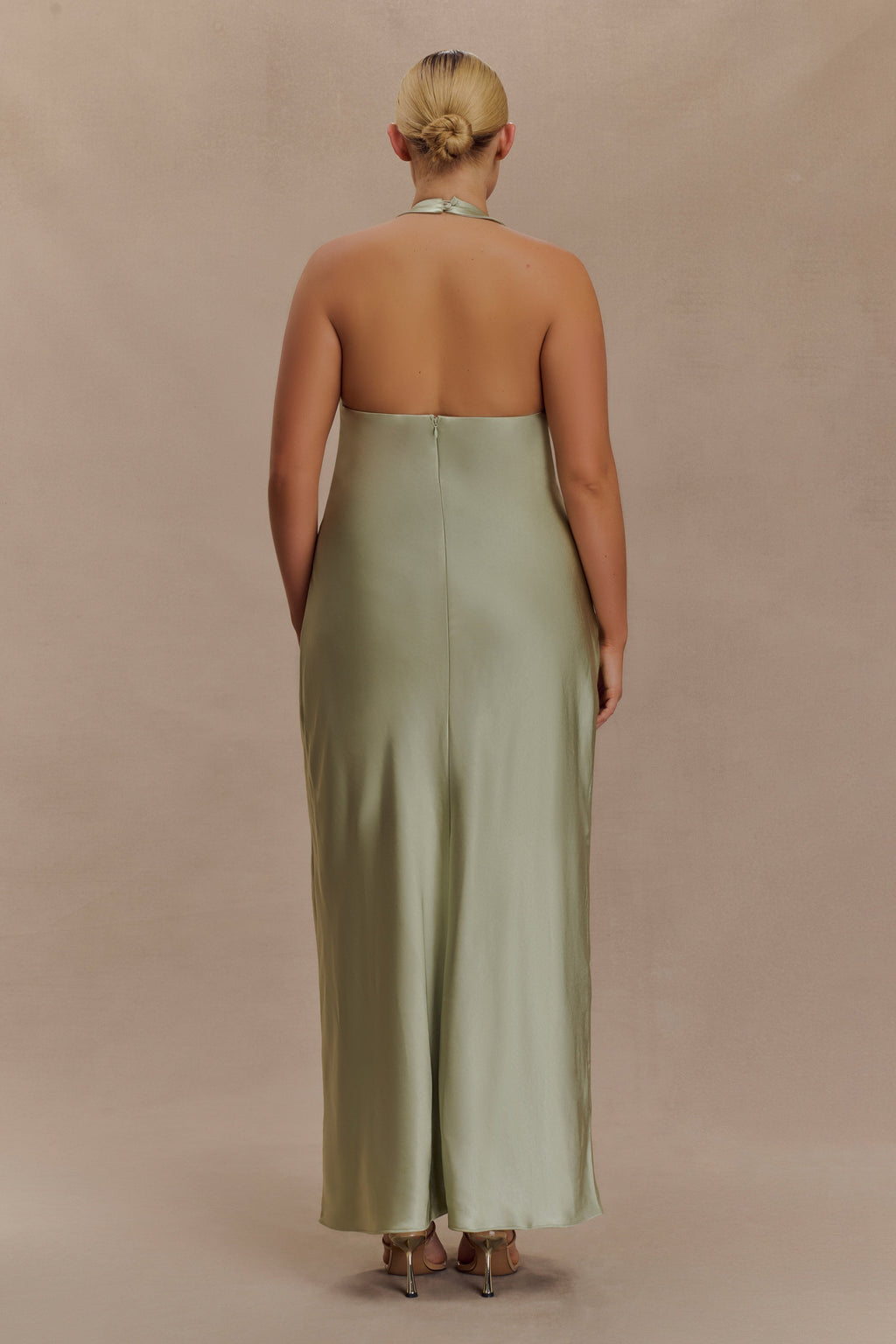 Alice Satin Halter Maxi Dress - Sage