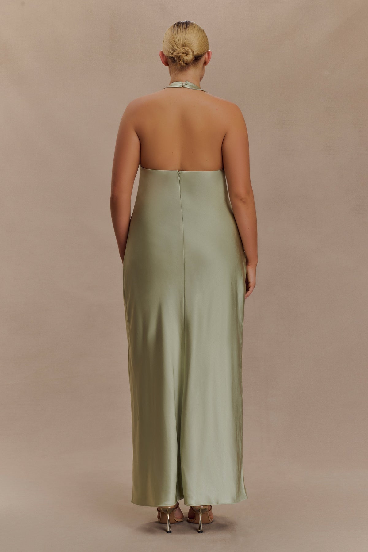 Alice Satin Halter Maxi Dress - Sage