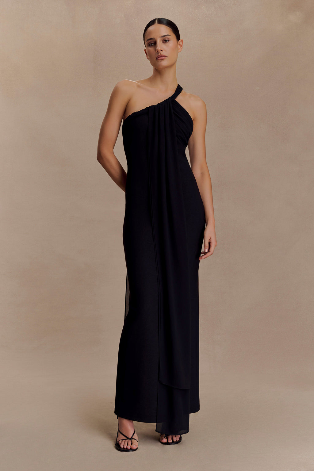 Philippa Knotted Crepe Maxi Dress - Black