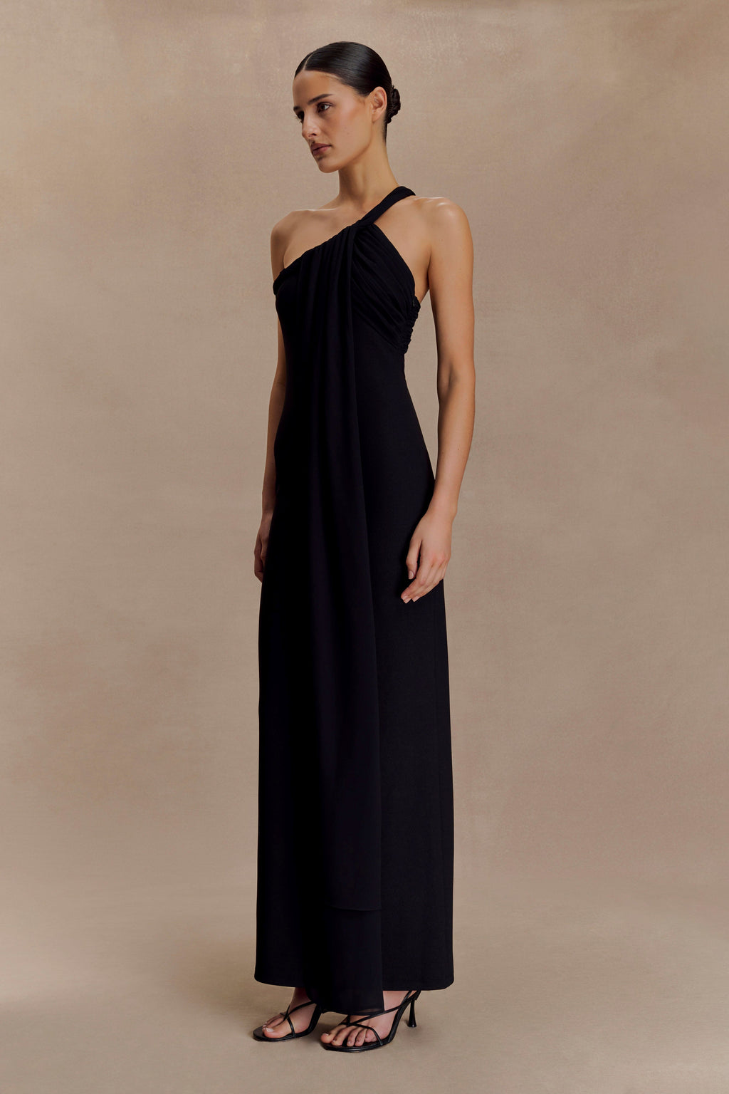 Philippa Knotted Crepe Maxi Dress - Black