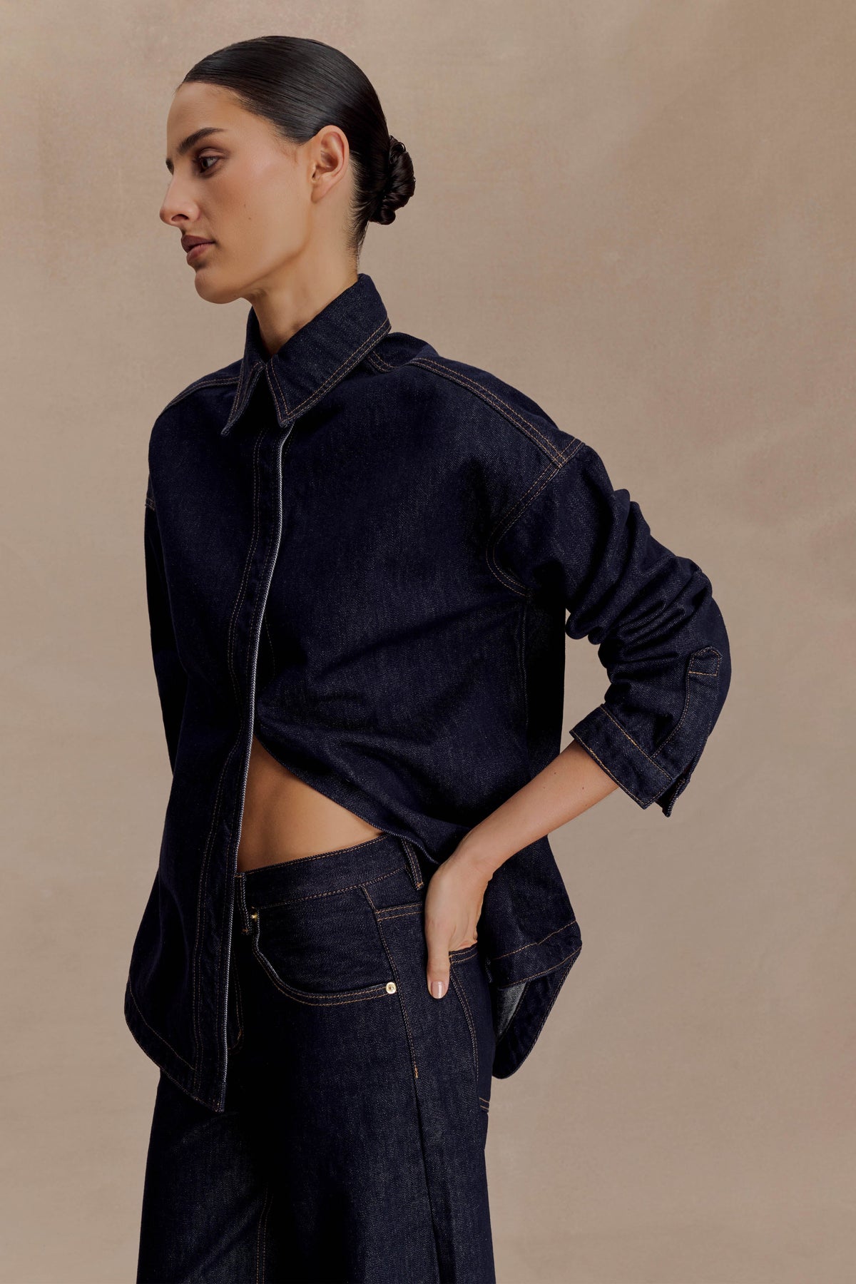 Lioda Oversized Denim Shirt - Washed Indigo Blue