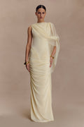 Amandine Ruched Slinky Maxi Dress - Lemon