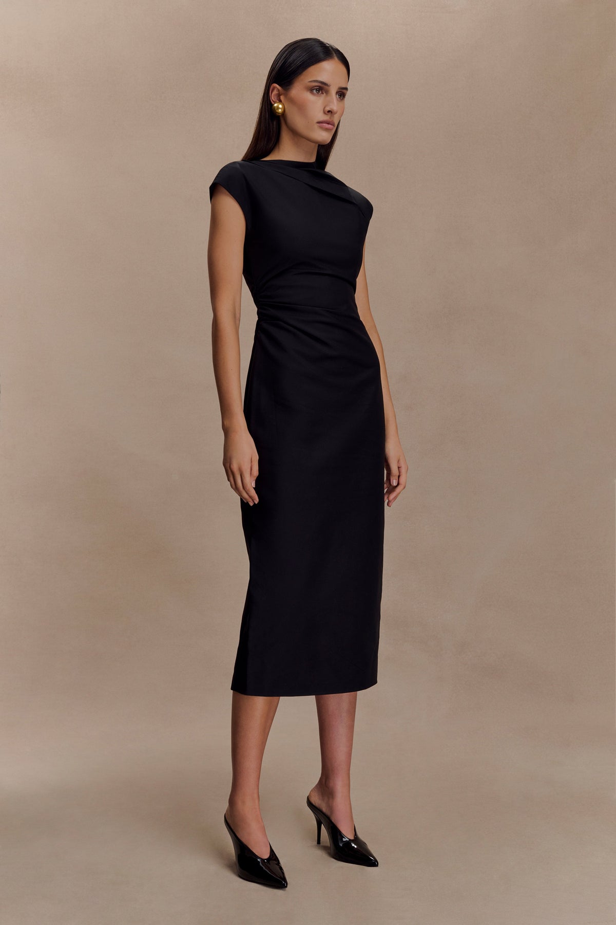 Lorena Cotton Midi Dress - Black