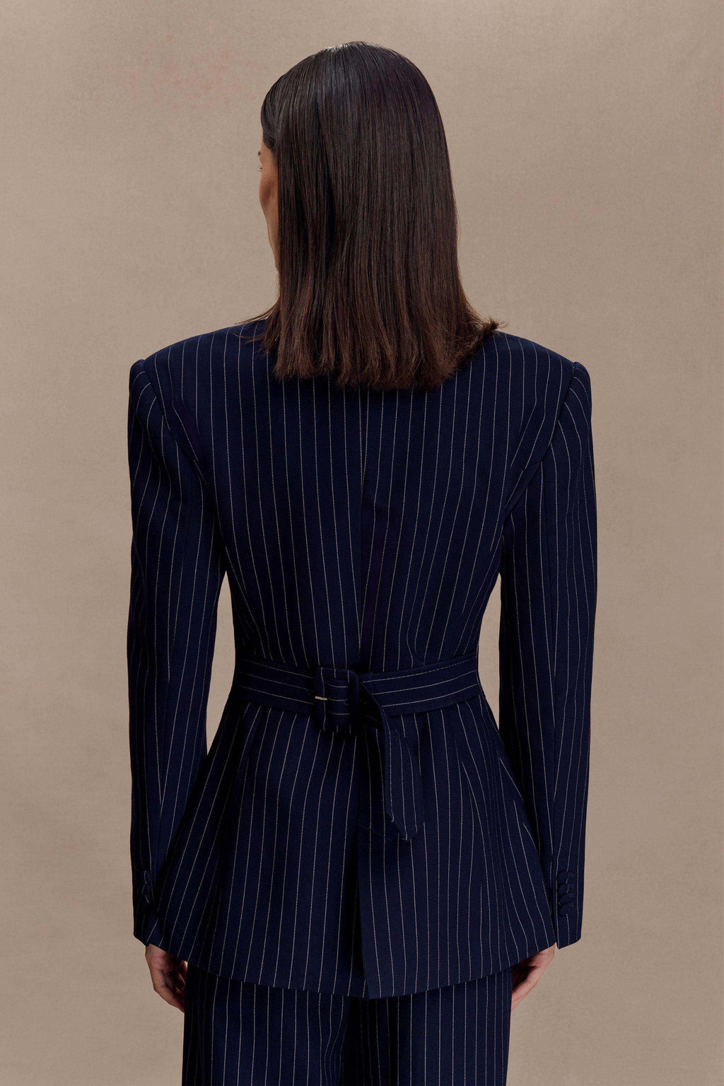 Bellamy Cinched Blazer - Navy Pinstripe