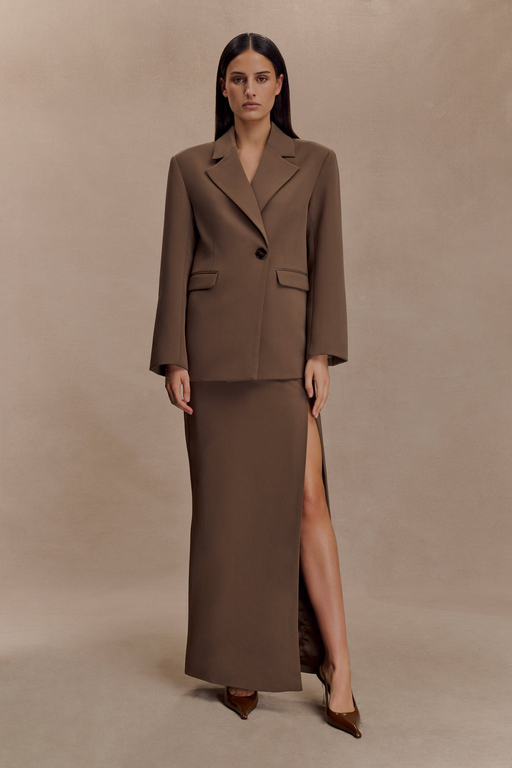 Cassie Column Maxi Skirt - Cacao Brown
