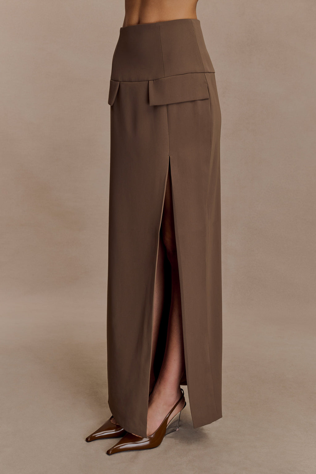 Cassie Column Maxi Skirt - Cacao Brown