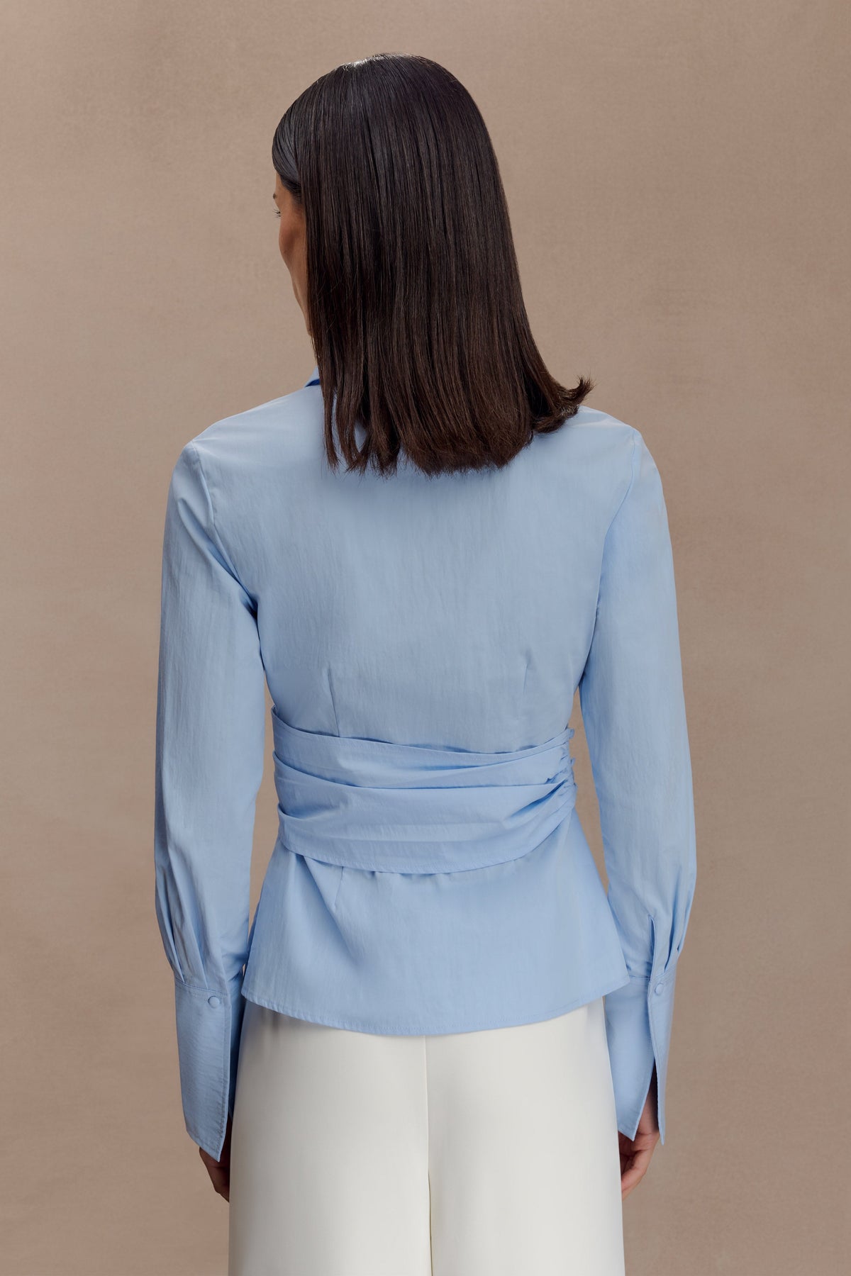 Eugenia Wrap Cotton Shirt - Blue