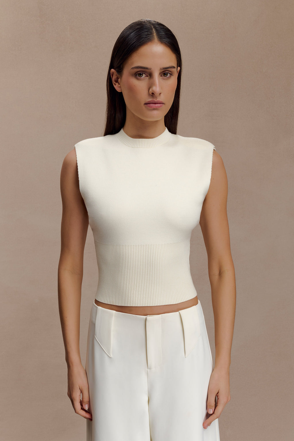 Sharpay Sleeveless Knit Top - Ivory