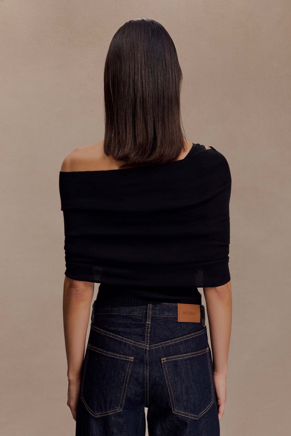 Sierra Asymmetrical Cashmere Blend Knit Top - Black