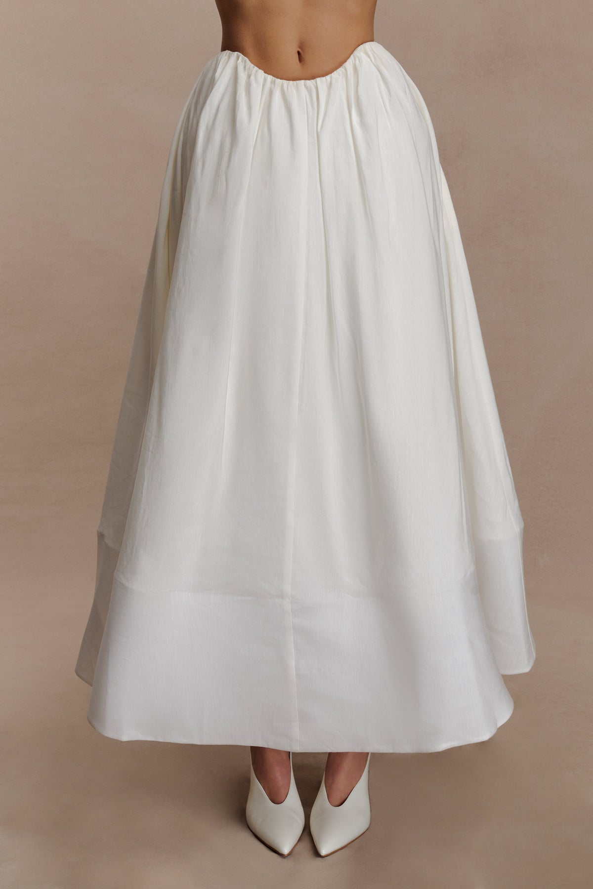 Greta Gathered Maxi Skirt - White