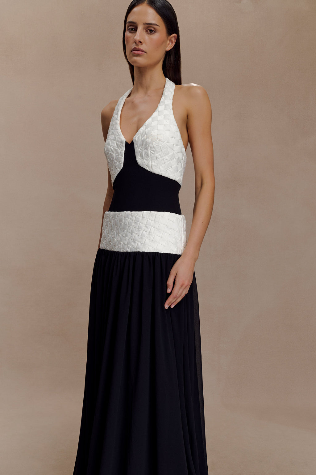 Celine Chiffon Maxi Dress - Black/White